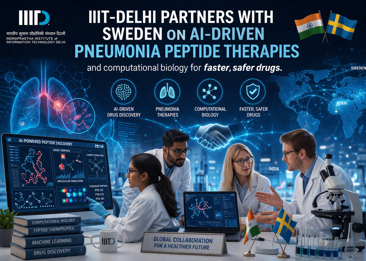 IIIT-Delhi Partners with Sweden on AI-Driven Pneumonia Peptide Therapies and computational biology for faster, safer drugs.