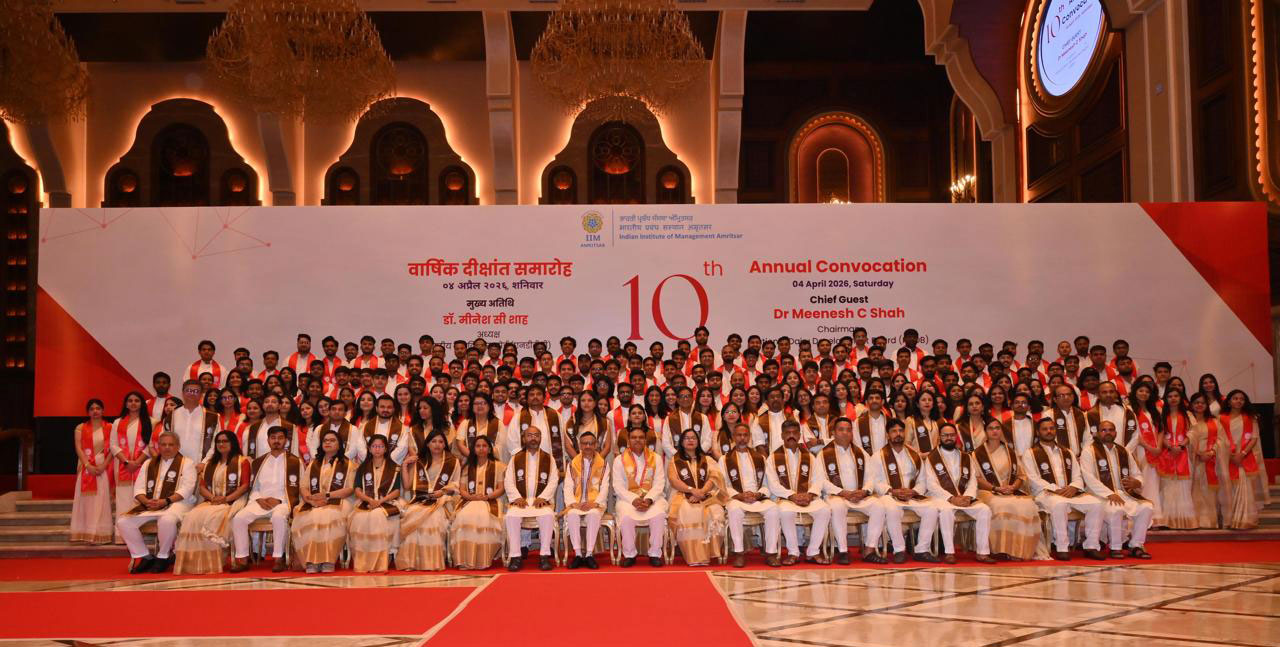Degrees were conferred upon over 300 graduating students from the distinguished Class of 2024–26 in the 10th Convocation of IIM Amritsar.