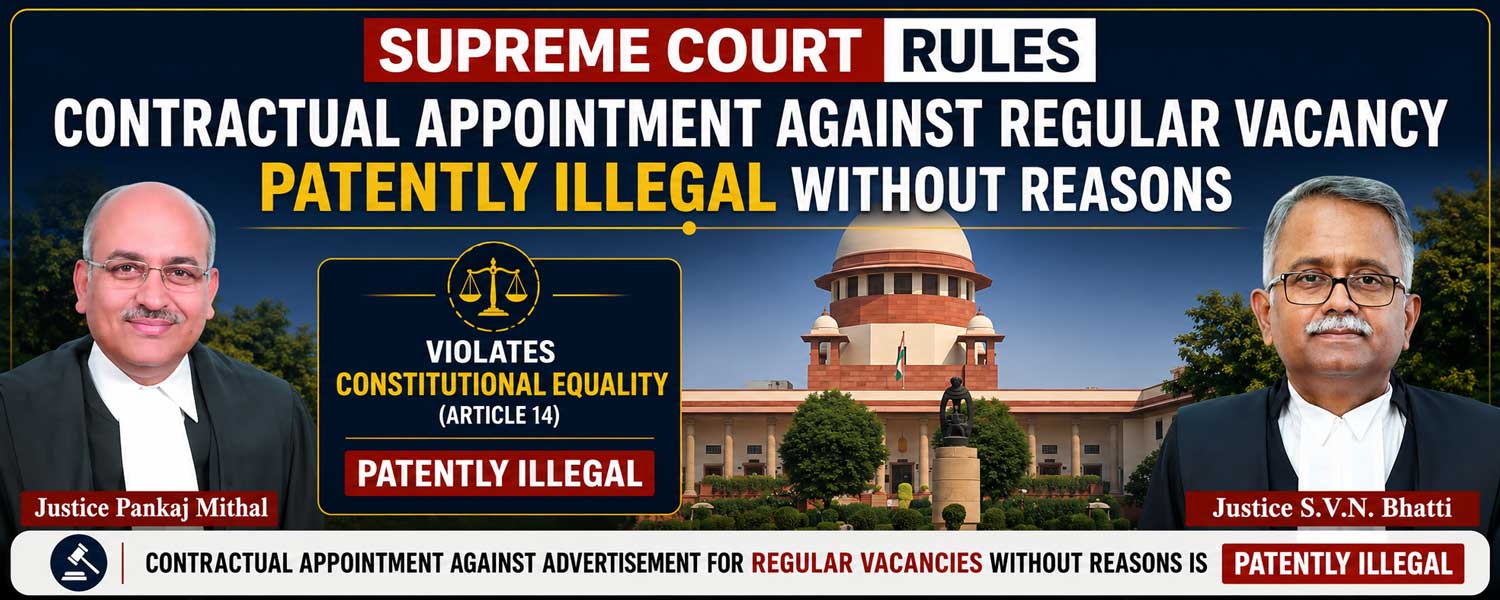 Contractual Appointment Against Regular Post Advertisement Is 'Patently Illegal': Supreme Court