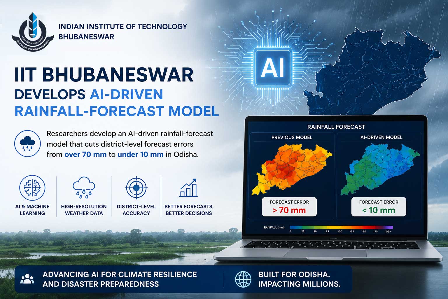 IIT Bhubaneswar develops AI model for accurate rainfall forecasts