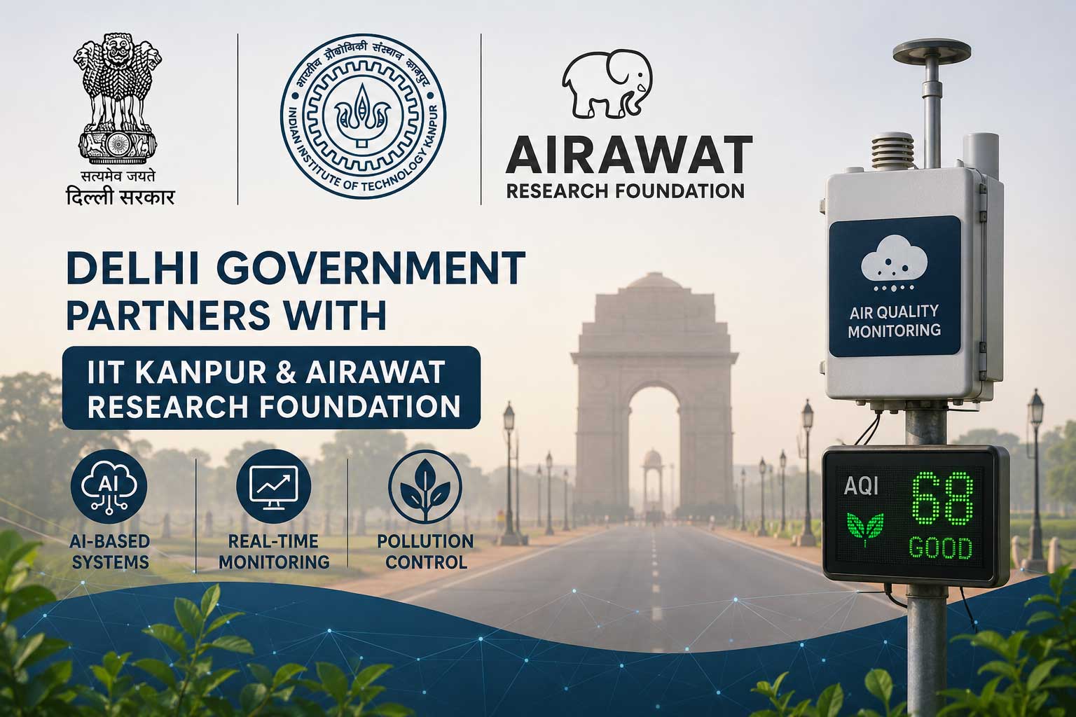 Delhi government is set to collaborate with IIT Kanpur's AIRAWAT Research Foundation to implement AI-powered technologies for improved air quality monitoring and analysis.