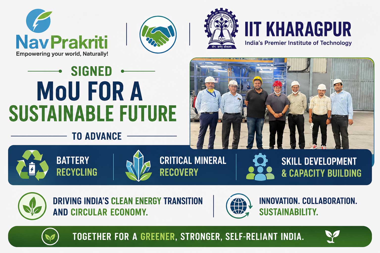 NavPrakriti Partners with IIT Kharagpur to Strengthen Battery Recycling Innovation and Talent Development