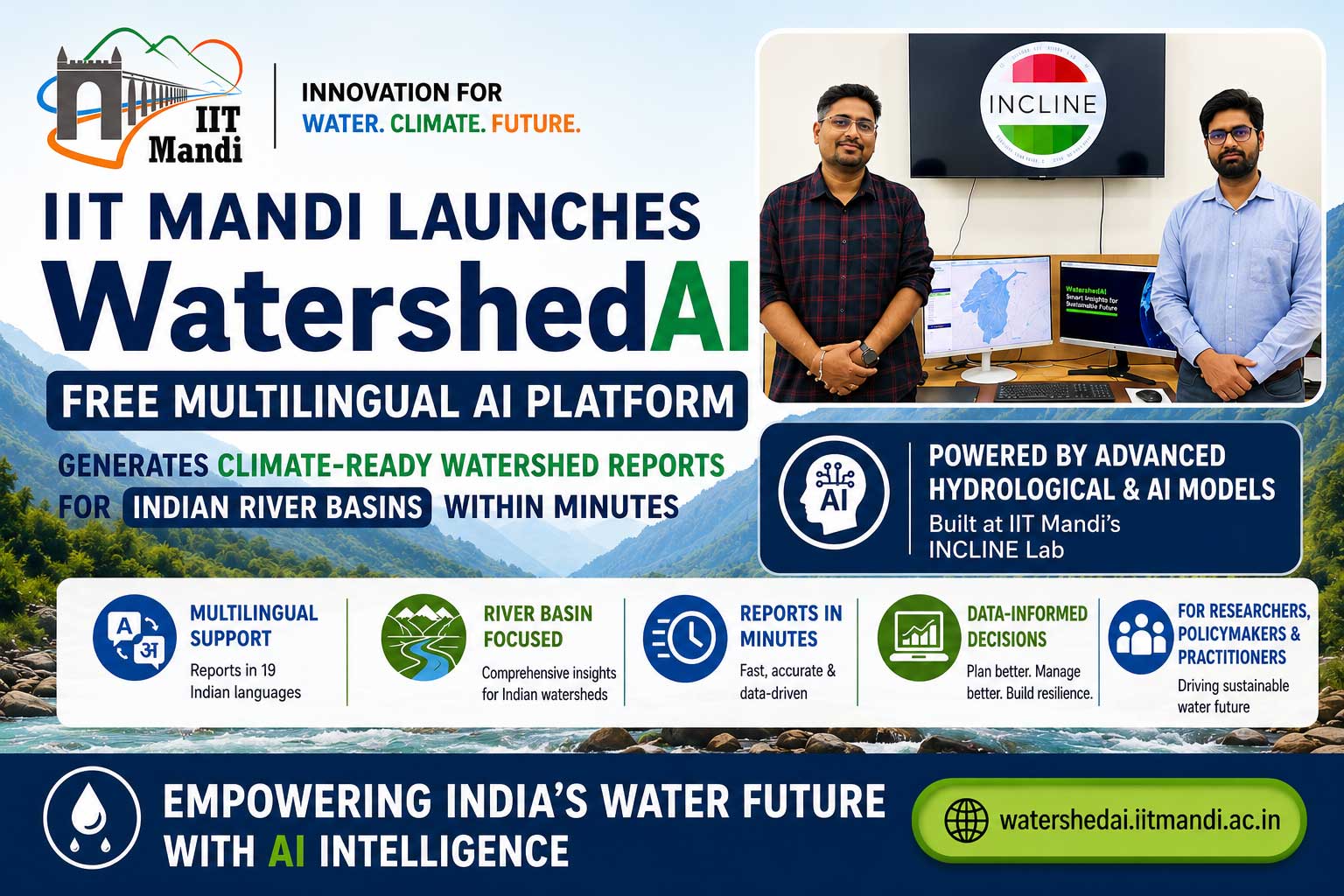 IIT Mandi Launches Free AI Platform 'WatershedAI' for Rapid Climate Assessment of River Basins