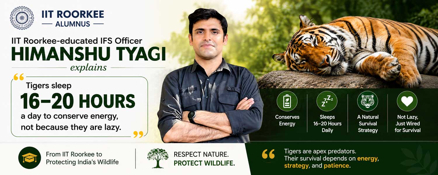 IIT Roorkee Alumnus and IFS Officer Himanshu Tyagi Explains Why Tigers Sleep 16–20 Hours a Day