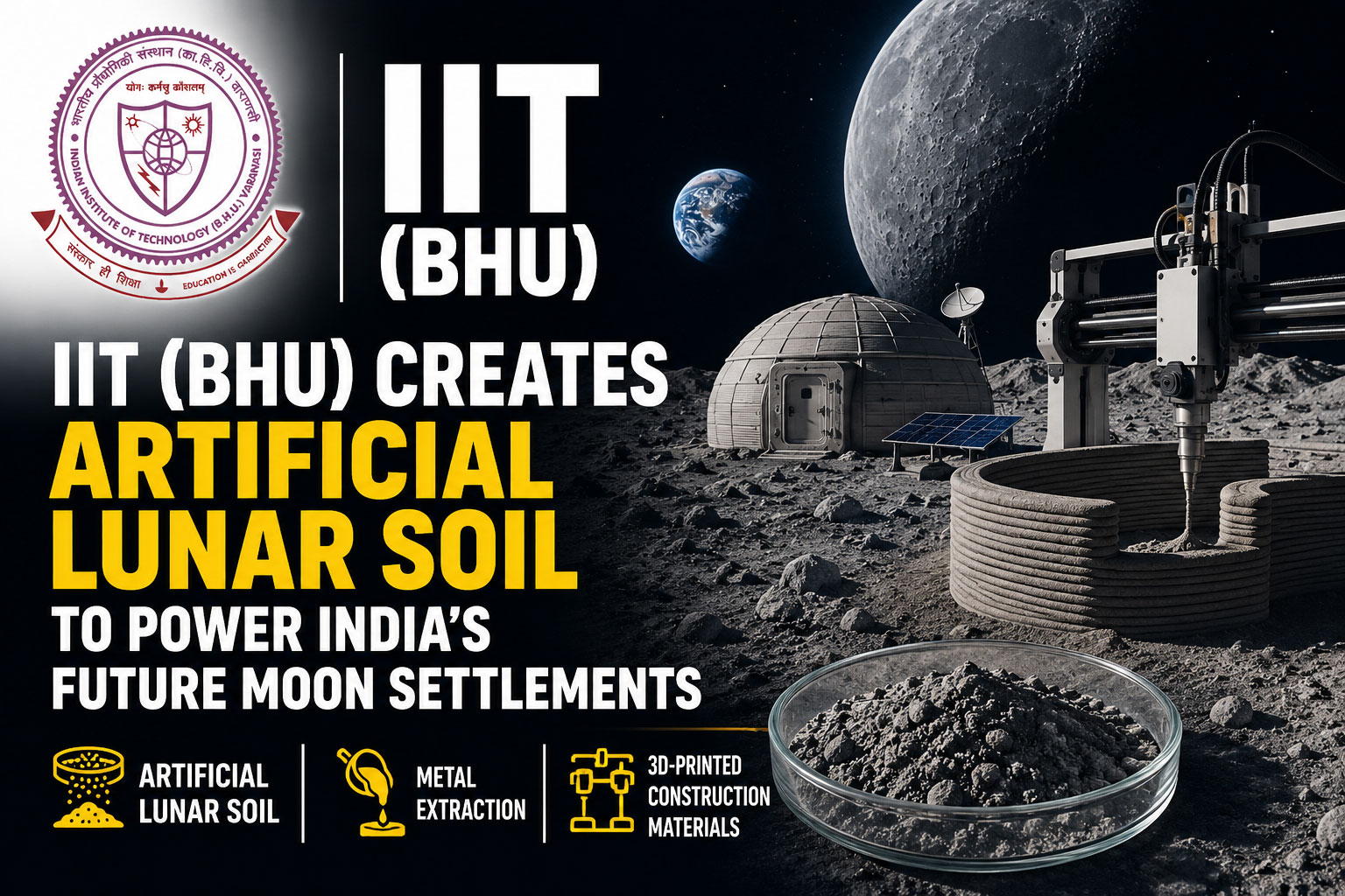IIT (BHU) Creates Artificial Lunar Soil to Power India’s Future Moon Settlements