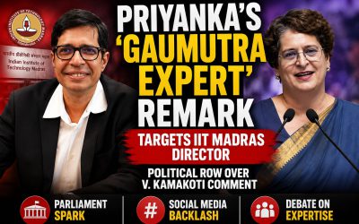 Priyanka Gandhi’s “gaumutra expert” remark targeted IIT Madras director V Kamakoti over his 2025 cow urine comments, triggering a sharp political row in Parliament.