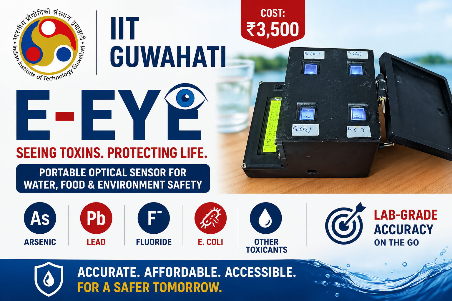 IIT Guwahati researchers create ‘E-Eye’, a Rs 3,500 portable optical sensor that detects arsenic, lead, fluoride, E. coli